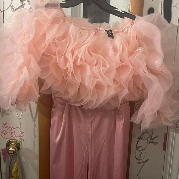 AKIRA Pants - Akita size Medium satin jumpsuit in pink froth!